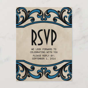 Blue Gothic Wirbel UAWG Postcard Einladungspostkarte