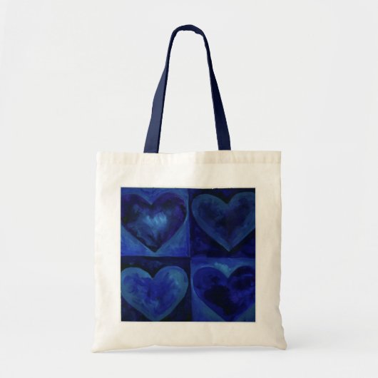 Blue Gouache Abstrakt Hearts Tote Bag Tragetasche (Vorne)