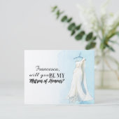 Blue Gown "Werden Sie mein Ehrengast sein" Einladung (Stehend Vorderseite)