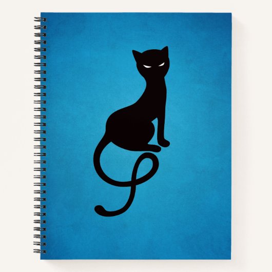 Blue Gracious Evil Black Cat Notizbuch (Vorderseite)