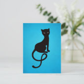Blue Gracious Evil Black Cat Postkarte (Stehend Vorderseite)