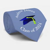 Blue grad cap - Klasse 2024 - Ihr Name Krawatte (Gerollt)