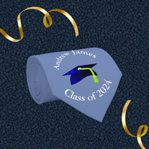 Blue grad cap - Klasse 2024 - Ihr Name Krawatte