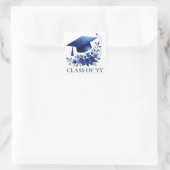 Blue Grad Cap und Blume Graduate Envelope Quadratischer Aufkleber (Tasche)
