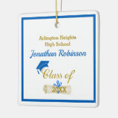 Blue Grad Cap und Diploma Keramik Ornament (Links)