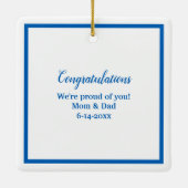 Blue Grad Cap und Diploma Keramik Ornament (Rückseite)