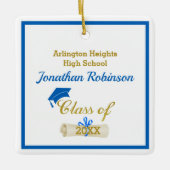 Blue Grad Cap und Diploma Keramik Ornament (Vorderseite)