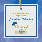 Blue Grad Cap und Diploma Keramik Ornament