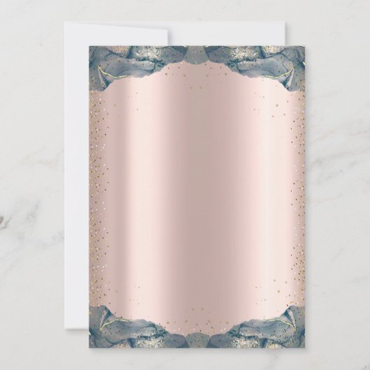 Blue Grad Cap, Wein, Confetti Rose Gold Abschluss Einladung (Rückseite)