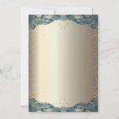 Blue Grad Cap, Wine Glass Confetti Abschluss Einladung (Rückseite)