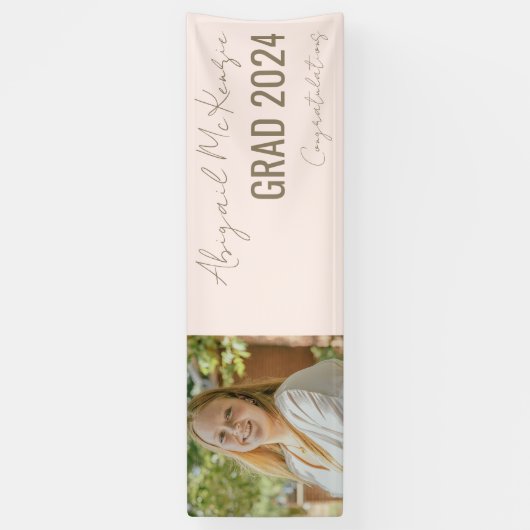 Blue Grad Foto Gold Text Abschluss Banner (Vertikal)