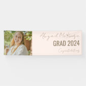 Blue Grad Foto Gold Text Abschluss Banner (Horizontal)