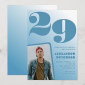 Blue Gradient 29. Geburtstagseinladungen Boy Foto Einladung (Vorne/Hinten)