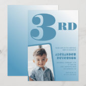 Blue Gradient 3. Geburtstag Einladungen Foto (Vorne/Hinten)
