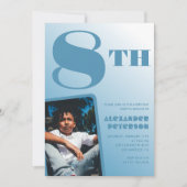 Blue Gradient 8. Geburtstag Einladungen Foto (Vorderseite)