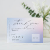 Blue Gradient Business Danke Discount Card Einladung (Stehend Vorderseite)