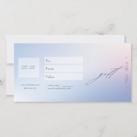 Blue Gradient Business Geschenkgutschein (Vorderseite)