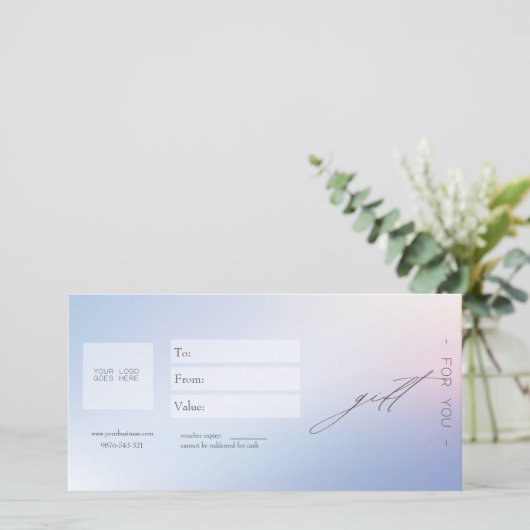 Blue Gradient Business Geschenkgutschein (Stehend Vorderseite)
