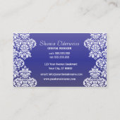 Blue Gradient Damask Business Card Visitenkarte (Rückseite)