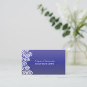 Blue Gradient Damask Business Card Visitenkarte (Stehend Vorderseite)
