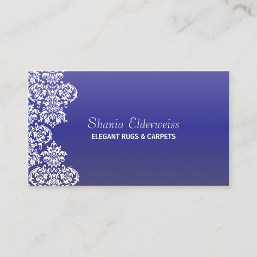 Blue Gradient Damask Business Card Visitenkarte (Vorderseite)