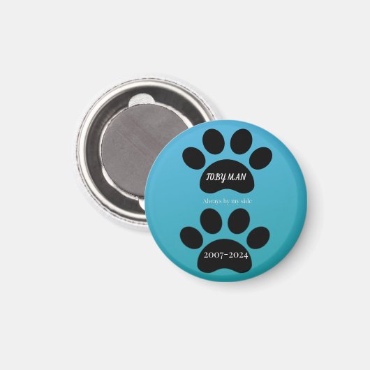 Blue Gradient Double Paw Print Remembrance Magnet (Vorderseite/Rückseite)