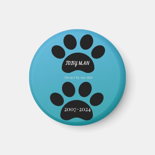 Blue Gradient Double Paw Print Remembrance Magnet (Vorne)