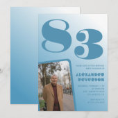 Blue Gradient Foto 83. Geburtstag Einladung (Vorne/Hinten)