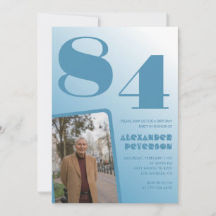 Blue Gradient Foto 84. Geburtstag Einladung