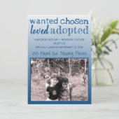 Blue Gradient Gewollt Chosen Loved Adoptiert Ankündigung (Stehend Vorderseite)