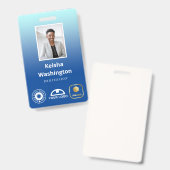 Blue Gradient Hinzufügen von 3 Logos Mitarbeiter-I Ausweis (Vorder- & Rückseite)