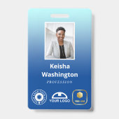 Blue Gradient Hinzufügen von 3 Logos Mitarbeiter-I Ausweis (Vorderseite)