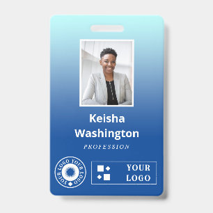 Blue Gradient Hinzufügen von zwei Logos Mitarbeite Ausweis