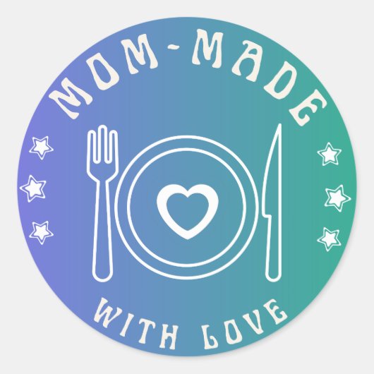 Blue Gradient Mama hergestellt mit Liebe Aufkleber (Vorderseite)