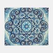 Blue Gradient Mandala Design 2 Fleecedecke (Vorderseite (Horizontal))