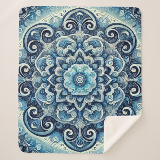Blue Gradient Mandala Design 2 Sherpadecke (Vorderseite)