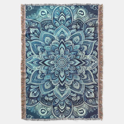 Blue Gradient Mandala Design Decke (Vorderseite Vertikal)