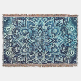 Blue Gradient Mandala Design Decke