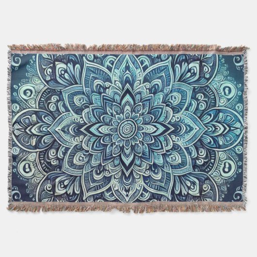 Blue Gradient Mandala Design Decke (Vorderseite)