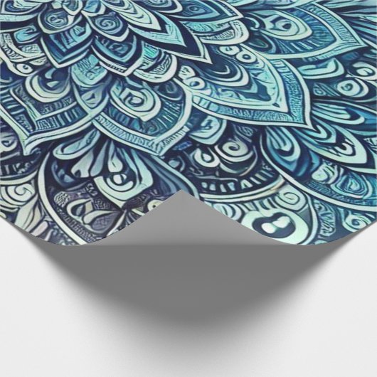 Blue Gradient Mandala Design Geschenkpapier (Ecke)