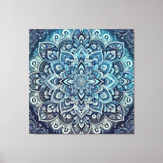 Blue Gradient Mandala Design Leinwanddruck (Vorderseite)