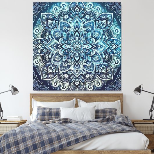Blue Gradient Mandala Design Leinwanddruck (Insitu (Schlafzimmer))