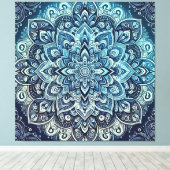 Blue Gradient Mandala Design Leinwanddruck (Insitu (Holzboden))