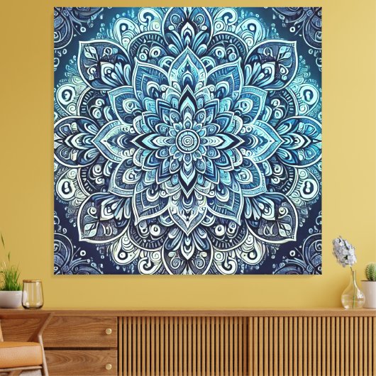 Blue Gradient Mandala Design Leinwanddruck (Insitu (Wohnzimmer))