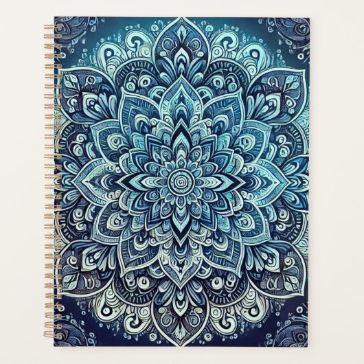 Blue Gradient Mandala Design Planer (Vorderseite)