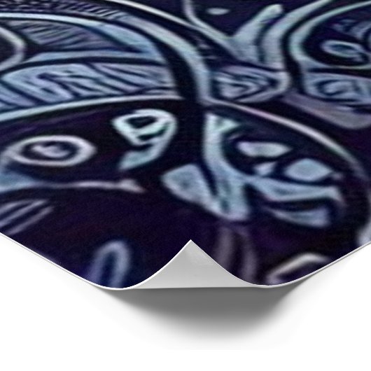 Blue Gradient Mandala Design Poster (Ecke)