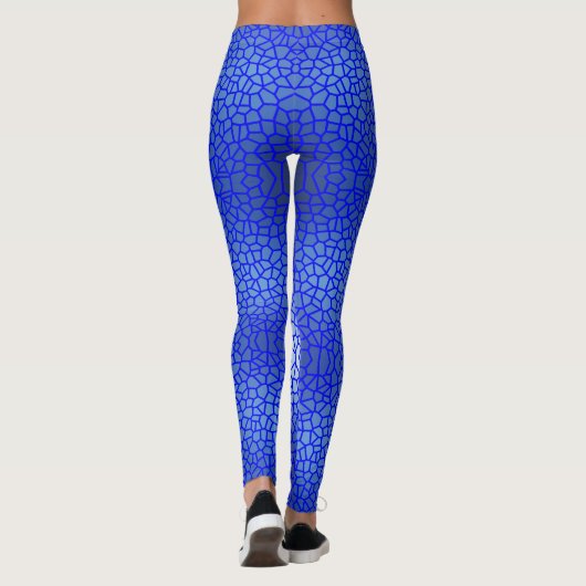 Blue Gradient Net Muster 01 Blue Lines Leggings (Rückseite)