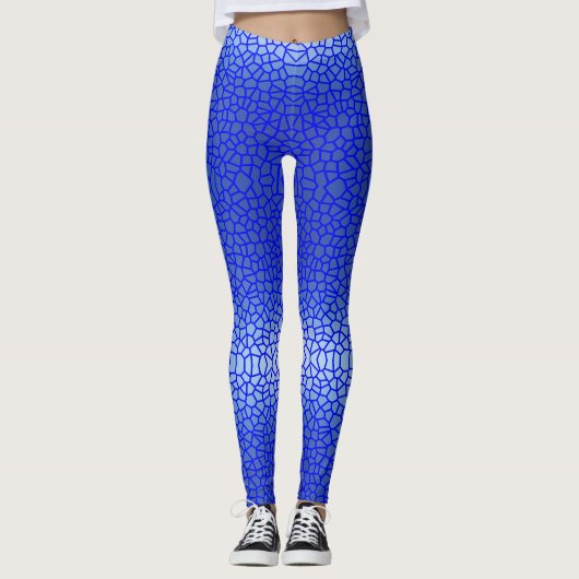 Blue Gradient Net Muster 01 Blue Lines Leggings (Vorderseite)