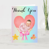 Blue Gradient Newborn Card | Handschuhe Dankeskarte (Vorderseite)