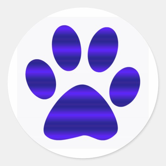 Blue Gradient Paw Print Runder Aufkleber (Vorderseite)